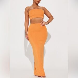 Orange Maxi Skirt set
